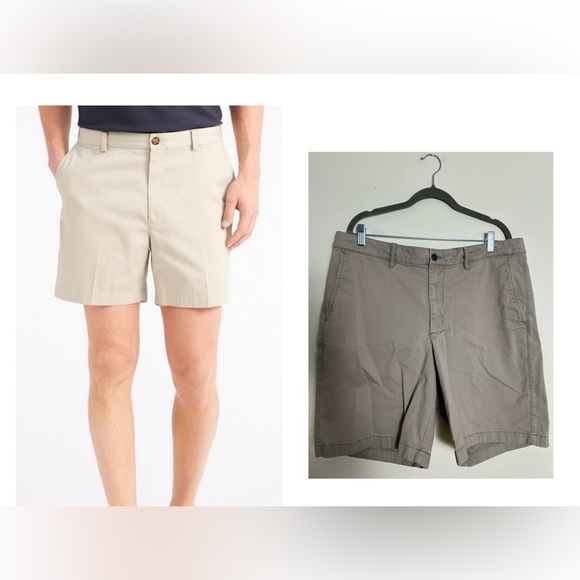 L.L.Bean Mens Taupe Flat Front Shorts Classic Style Cotton Streetwear Outdoor 38 - Picture 1 of 14